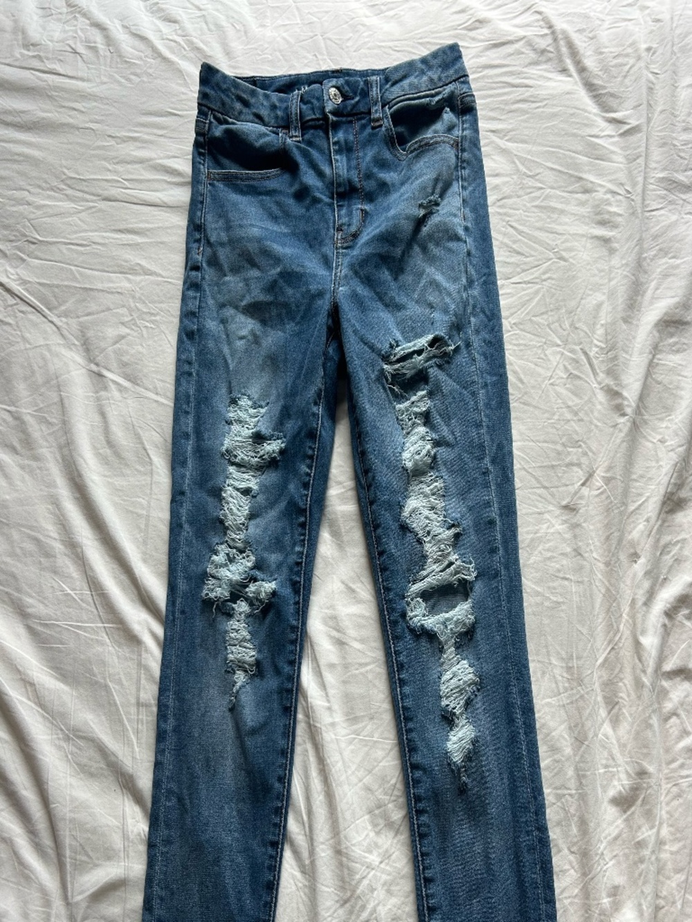 American Eagle Curvy Super High Rise Ripped Jeggings 4 Short